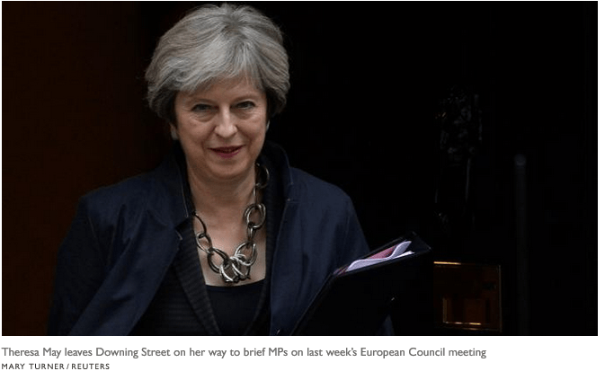 UK Prime Minister Theresa May. Image courtesy of Reuters