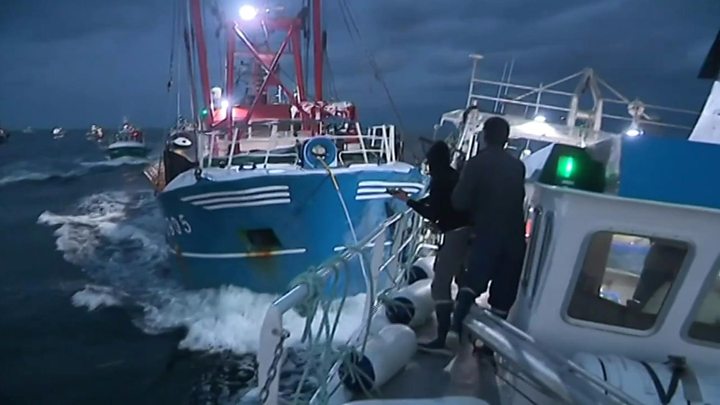 Fishing boats from France and the UK clash in international waters