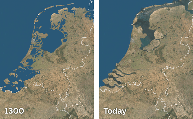 Netherlands Reclamation Map. Image courtesy of EARTH Magazine